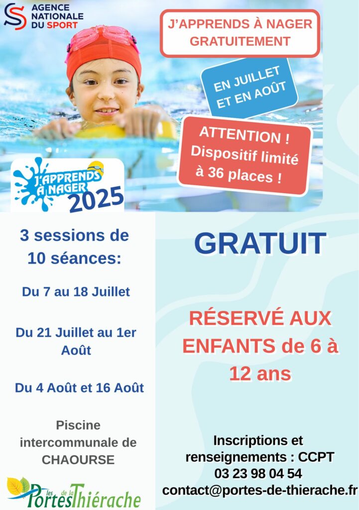 Affiche J'apprends à nager 2025